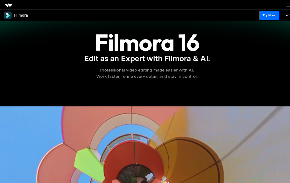 Wondershare Filmora official website screenshot