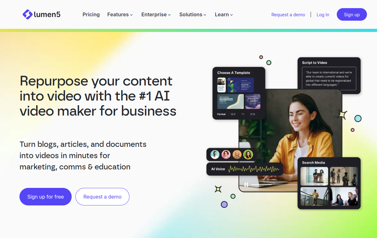 Lumen5 official website screenshot