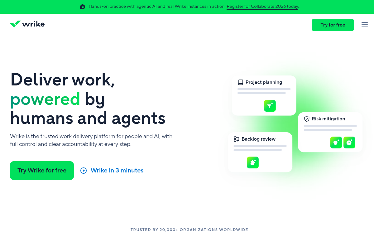 Wrike official website screenshot