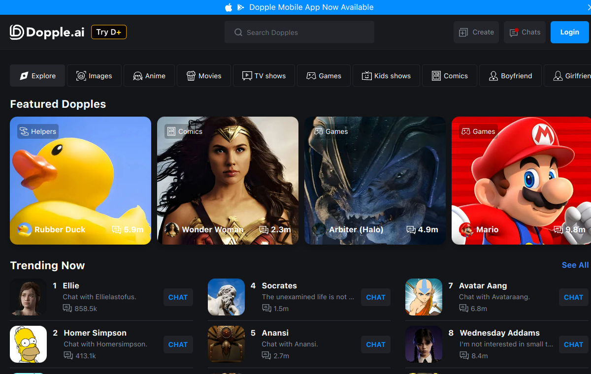 Dopple AI official website screenshot
