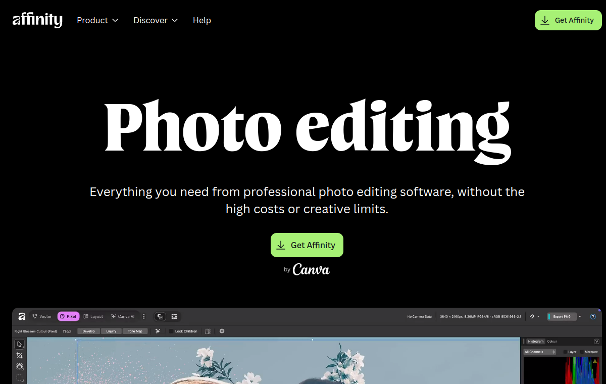 Affinity Photo official website screenshot