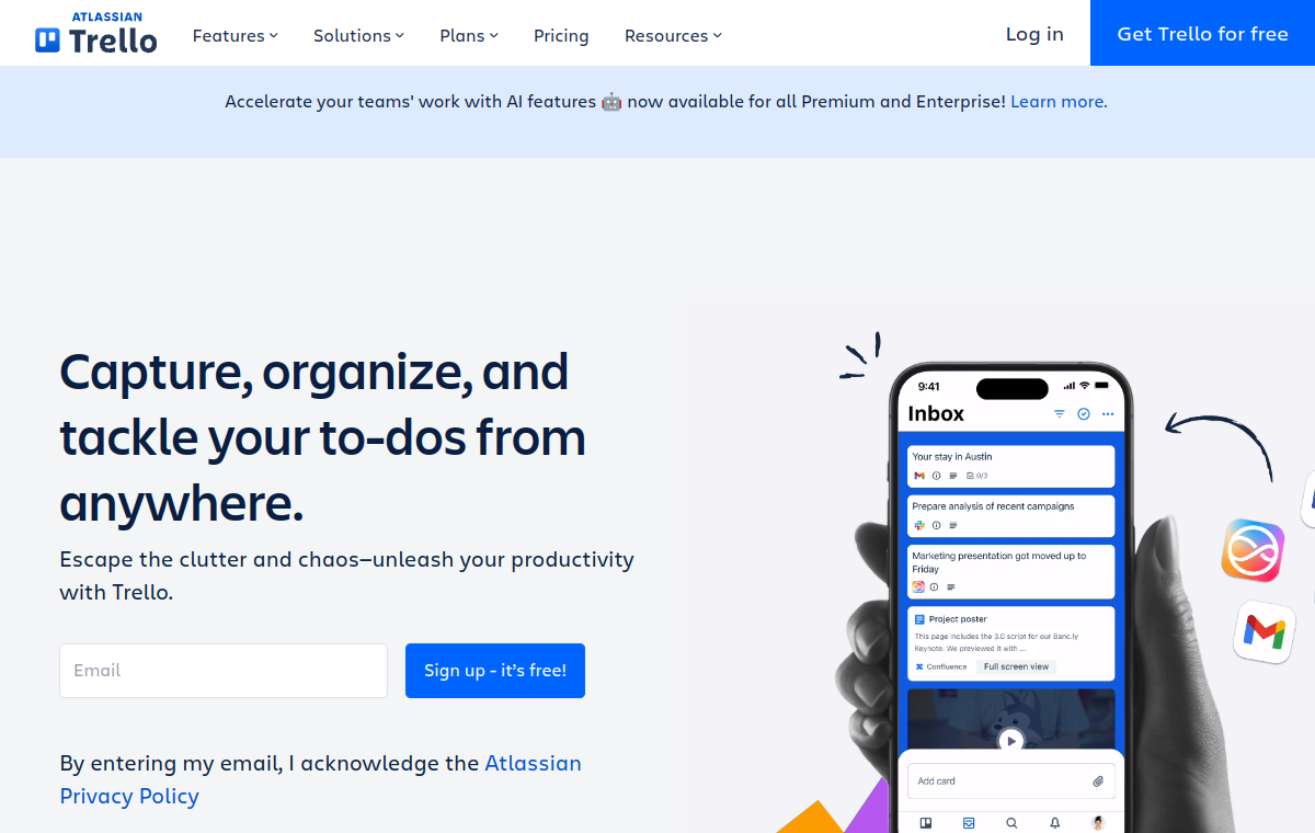 Trello official website screenshot