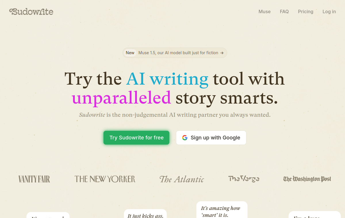 Sudowrite official website screenshot