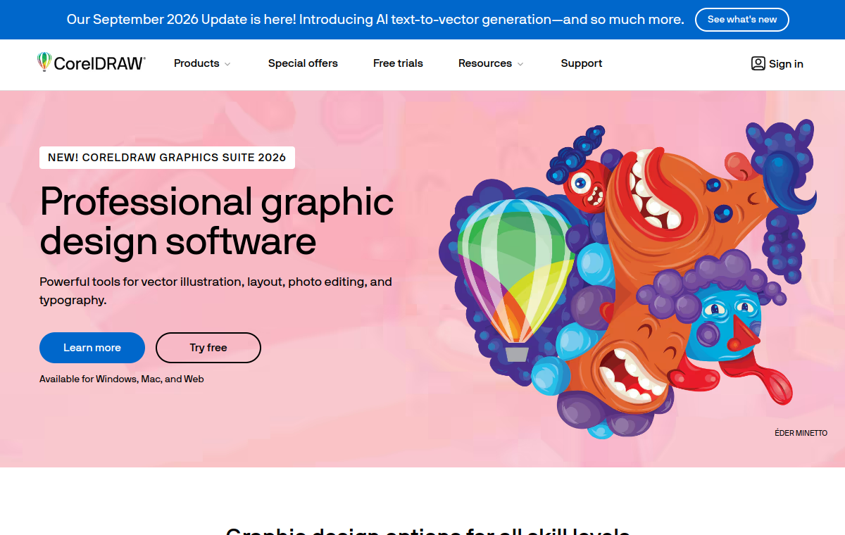 CorelDRAW official website screenshot