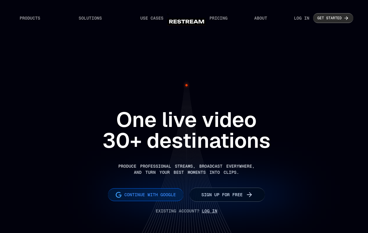 Restream official website screenshot