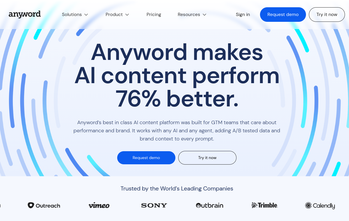 Anyword official website screenshot