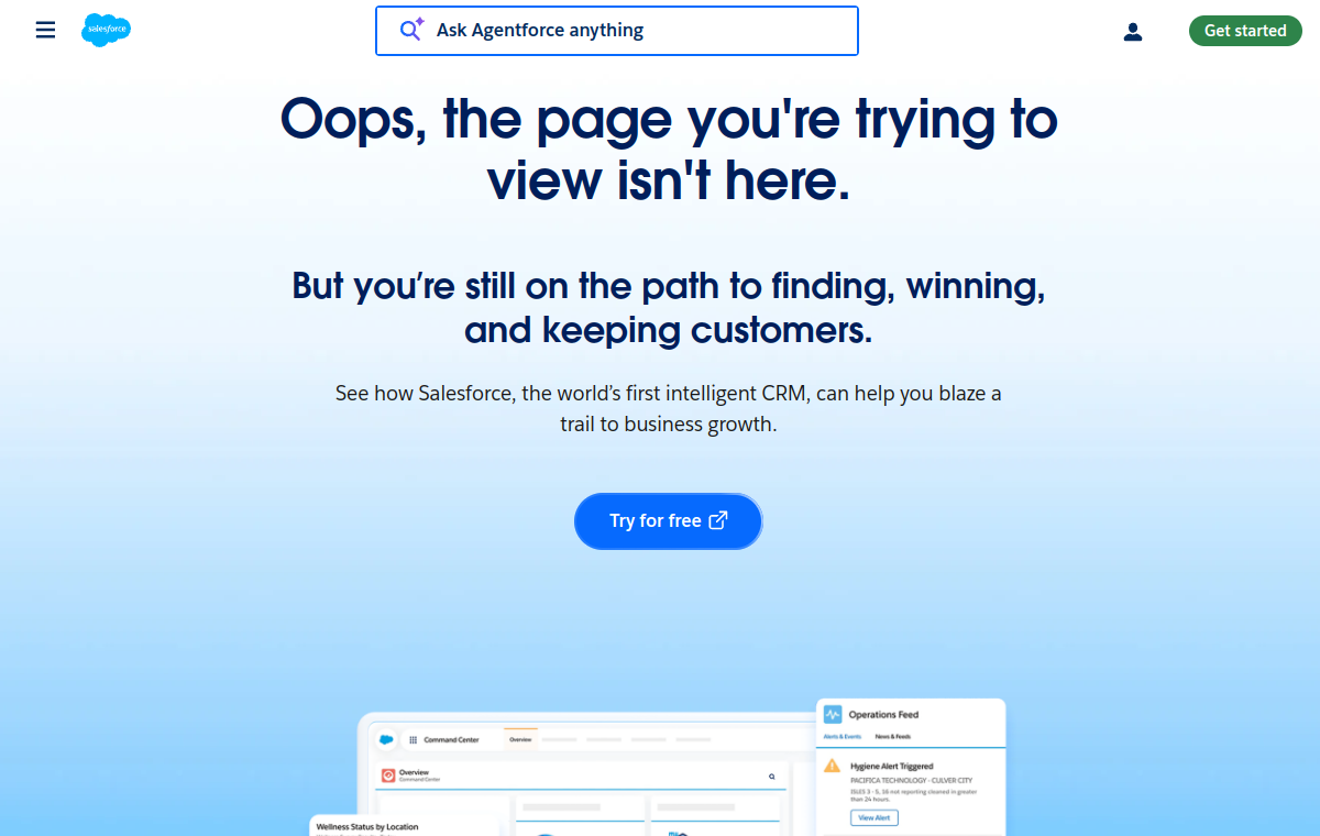 Salesforce Service Cloud official website screenshot