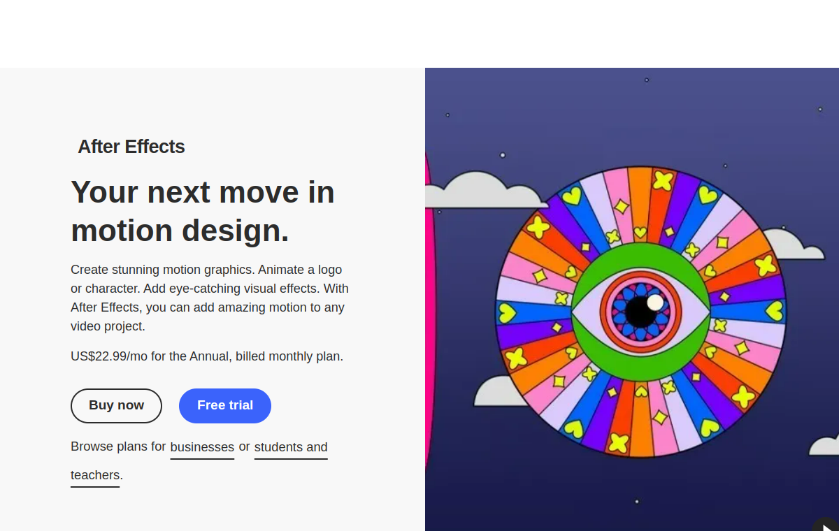 Adobe After Effects official website screenshot