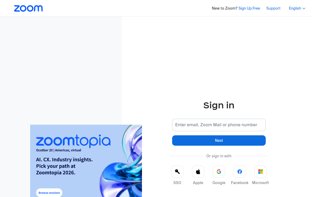 Zoom Team Chat official website screenshot