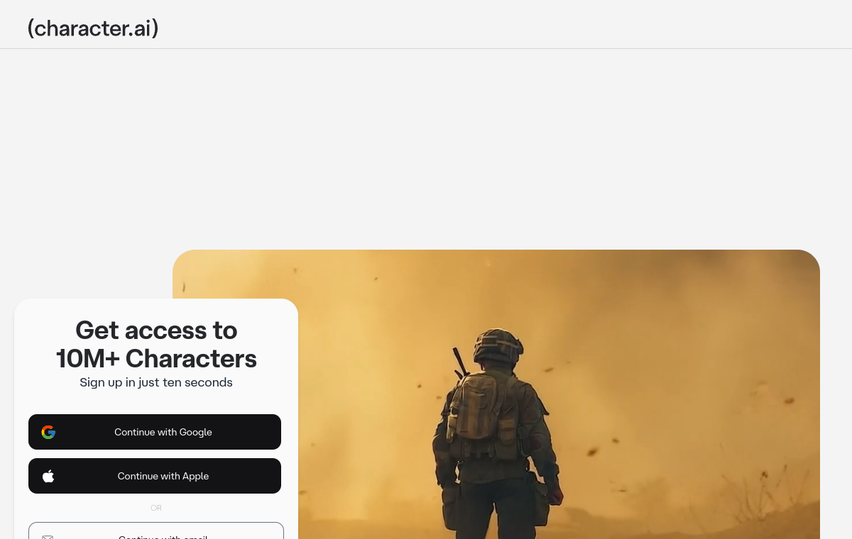 Character.AI official website screenshot