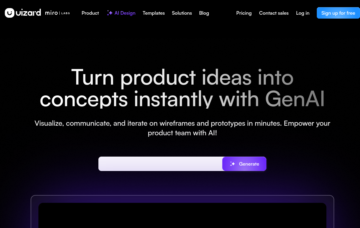 Uizard official website screenshot