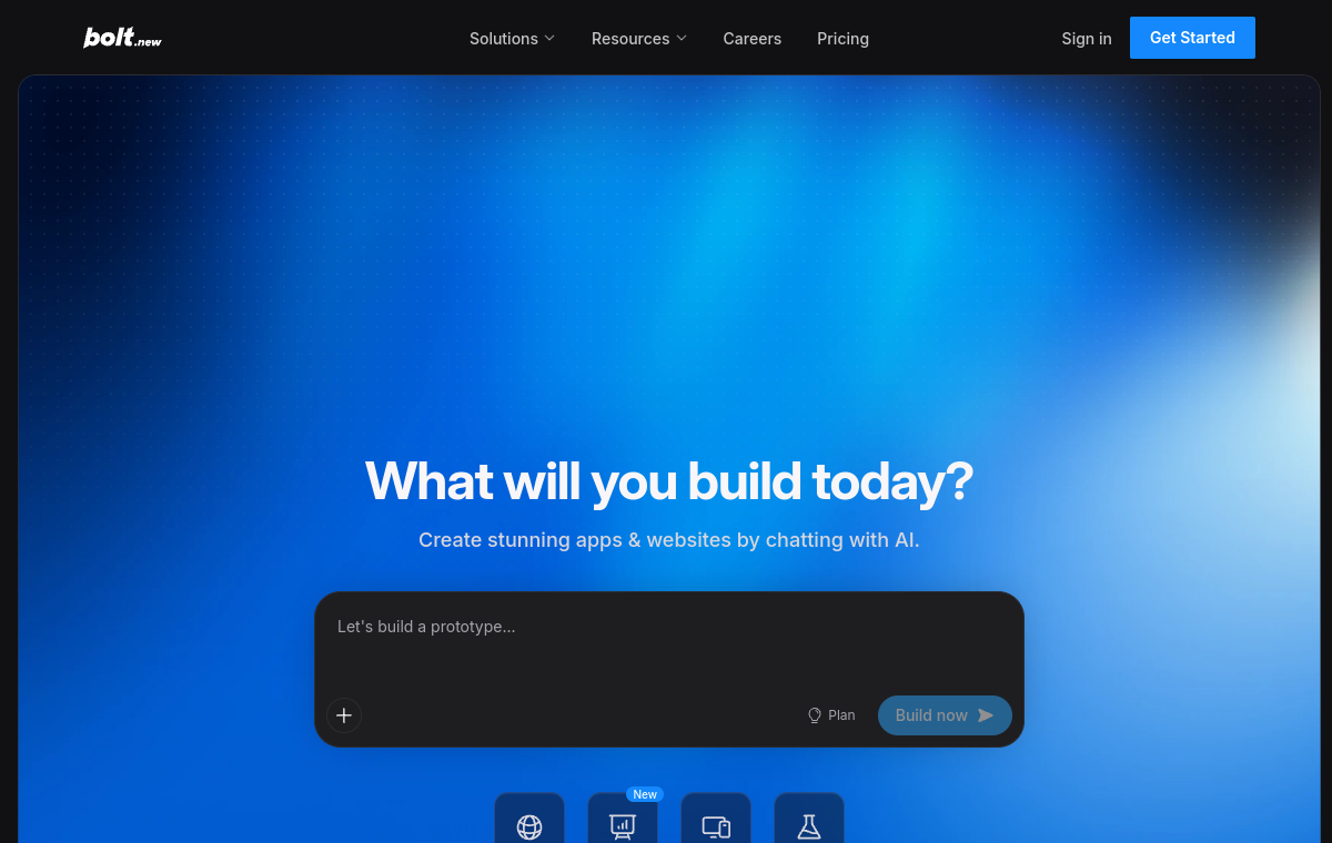 Bolt.new official website screenshot