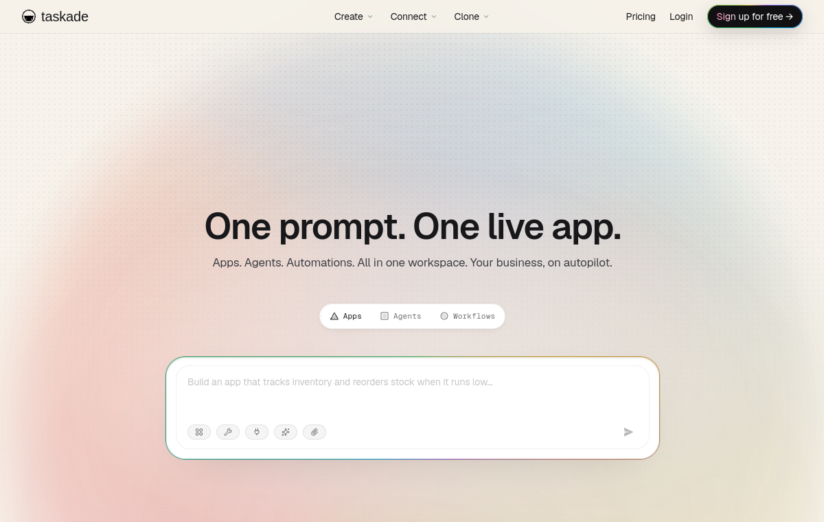 Taskade official website screenshot