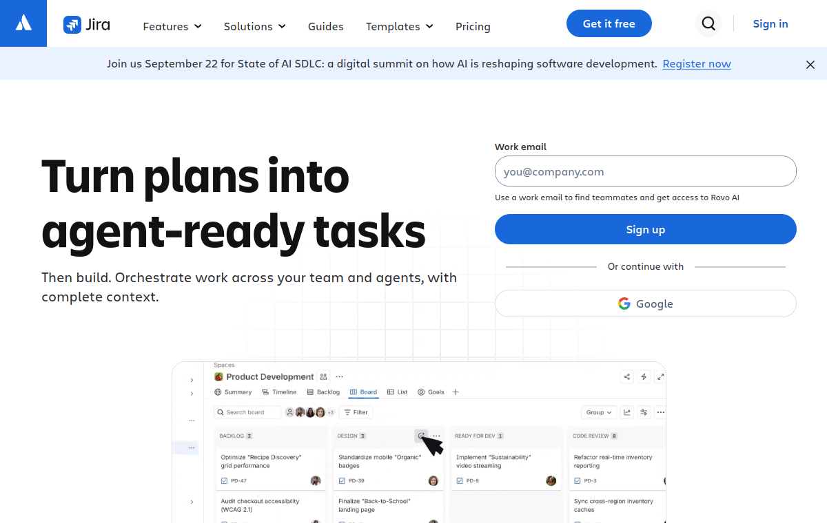 Jira official website screenshot
