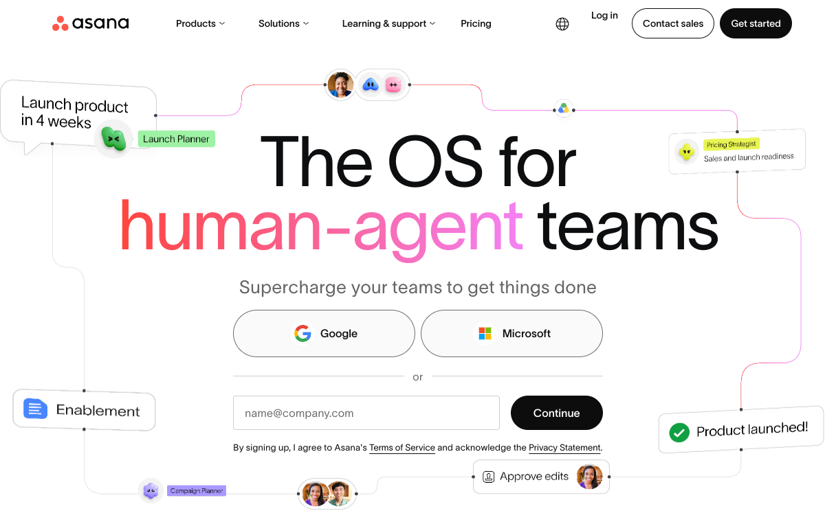 Asana official website screenshot