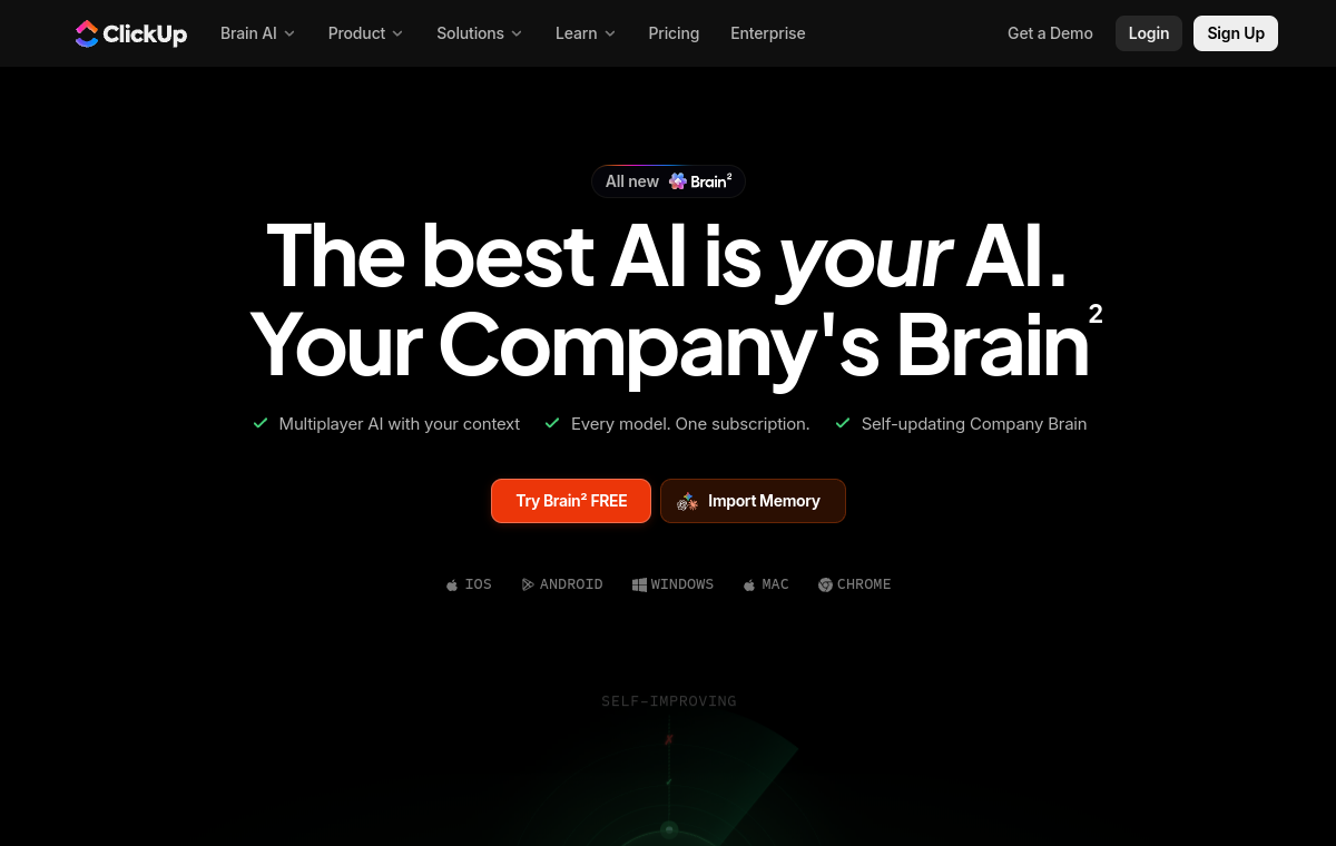 ClickUp AI official website screenshot