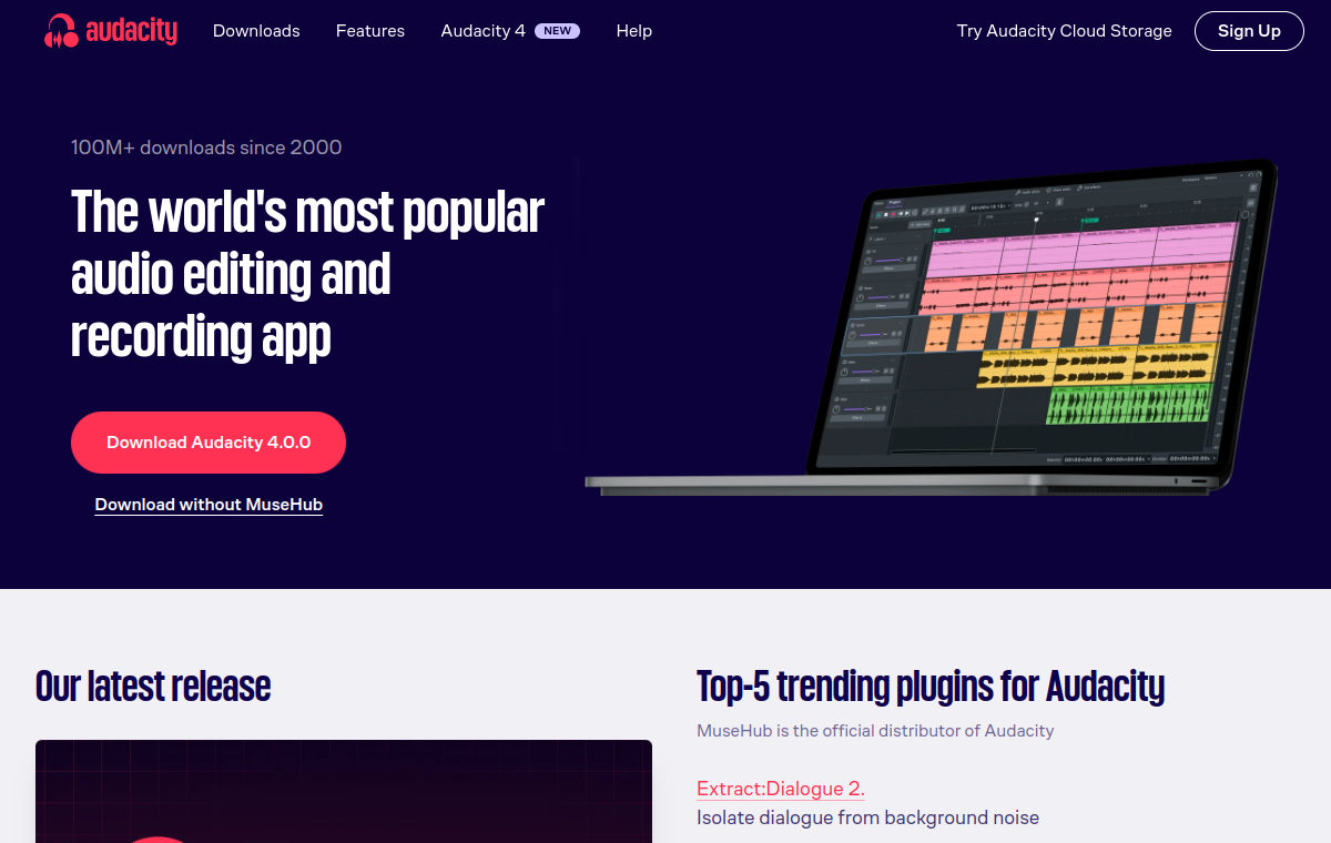 Audacity official website screenshot