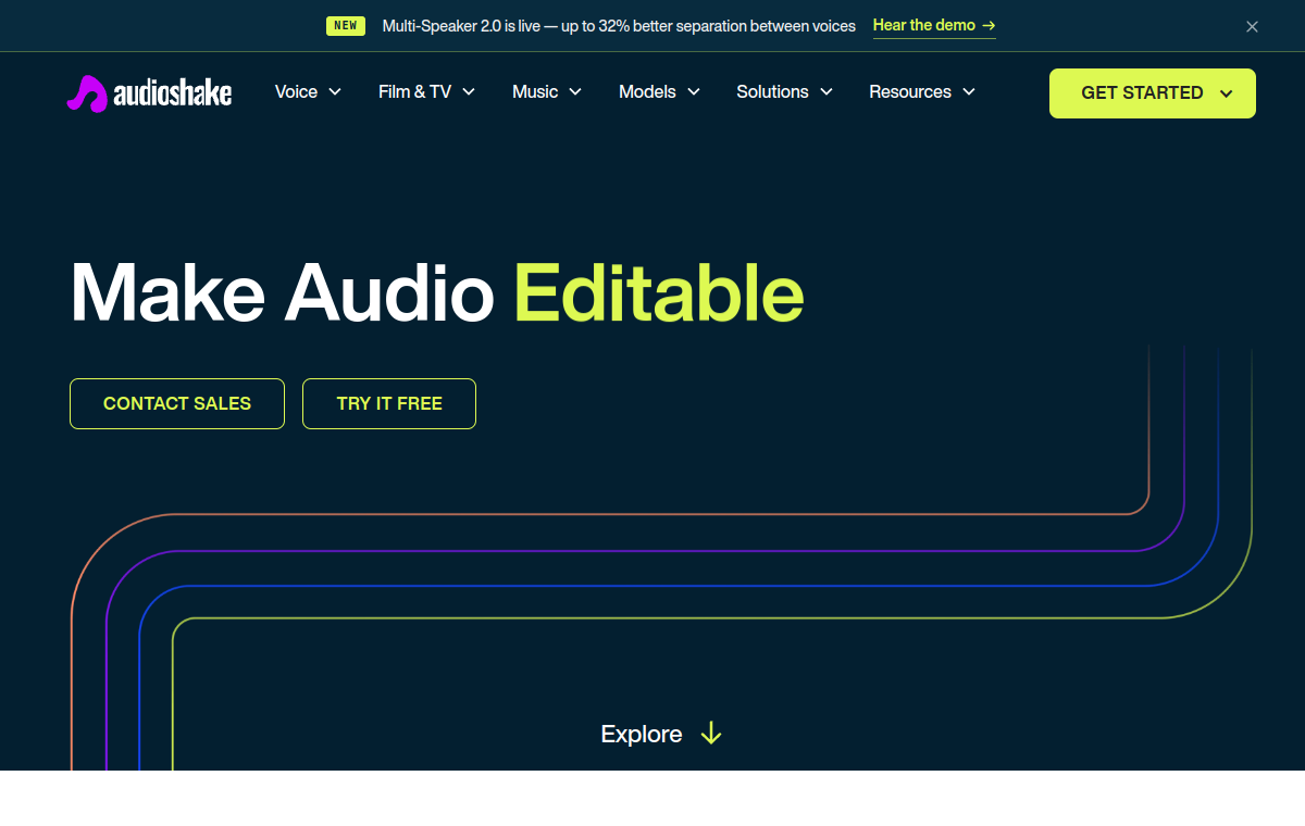 AudioShake official website screenshot