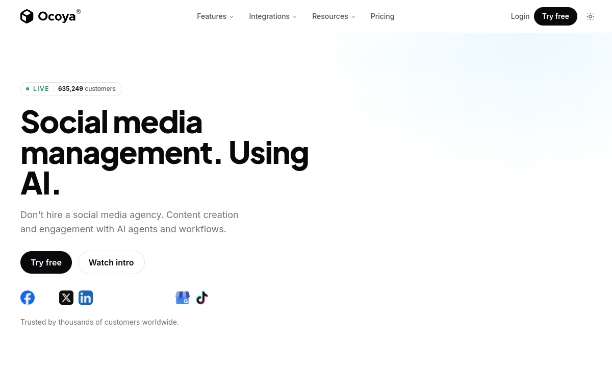Ocoya official website screenshot