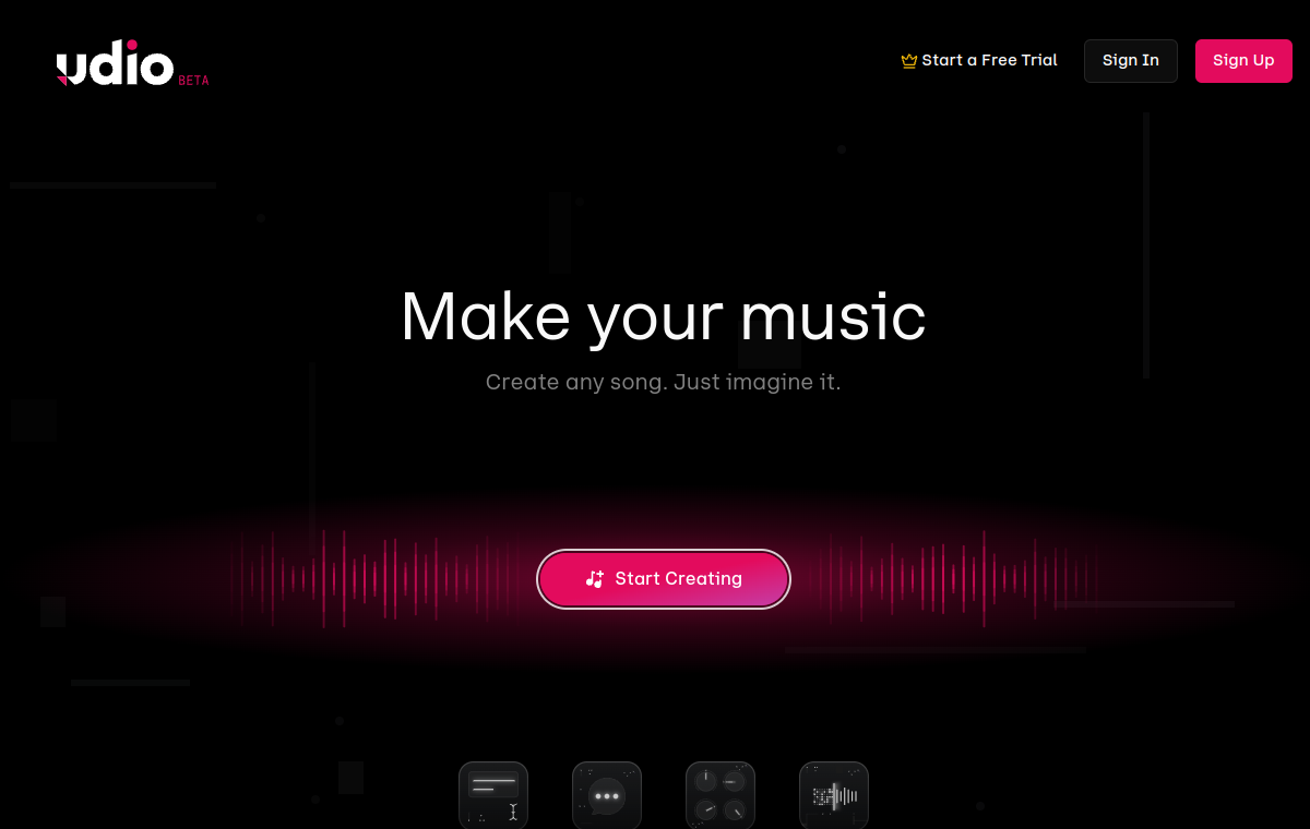 Udio official website screenshot