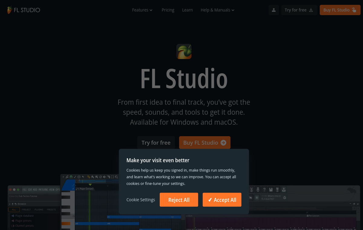 FL Studio official website screenshot
