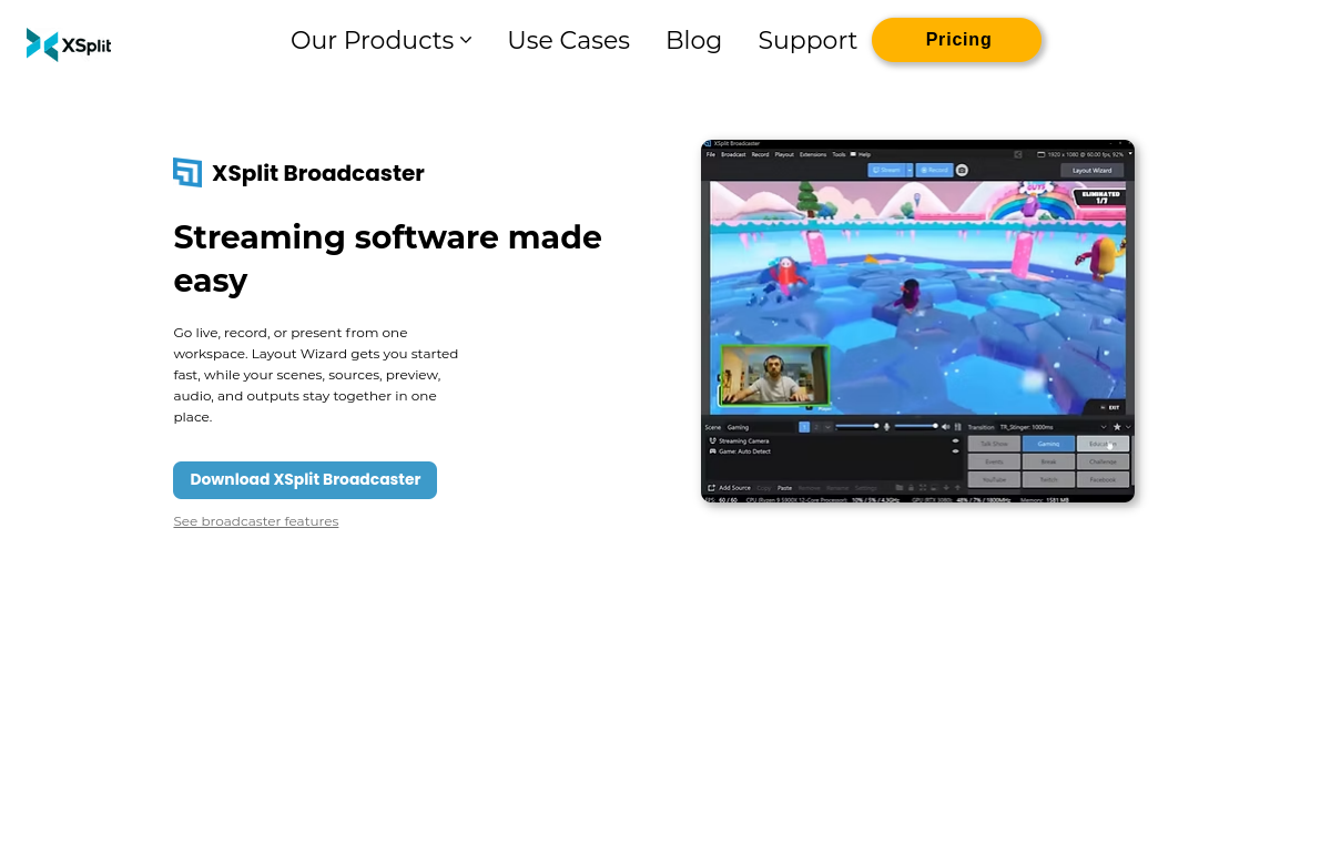 XSplit official website screenshot