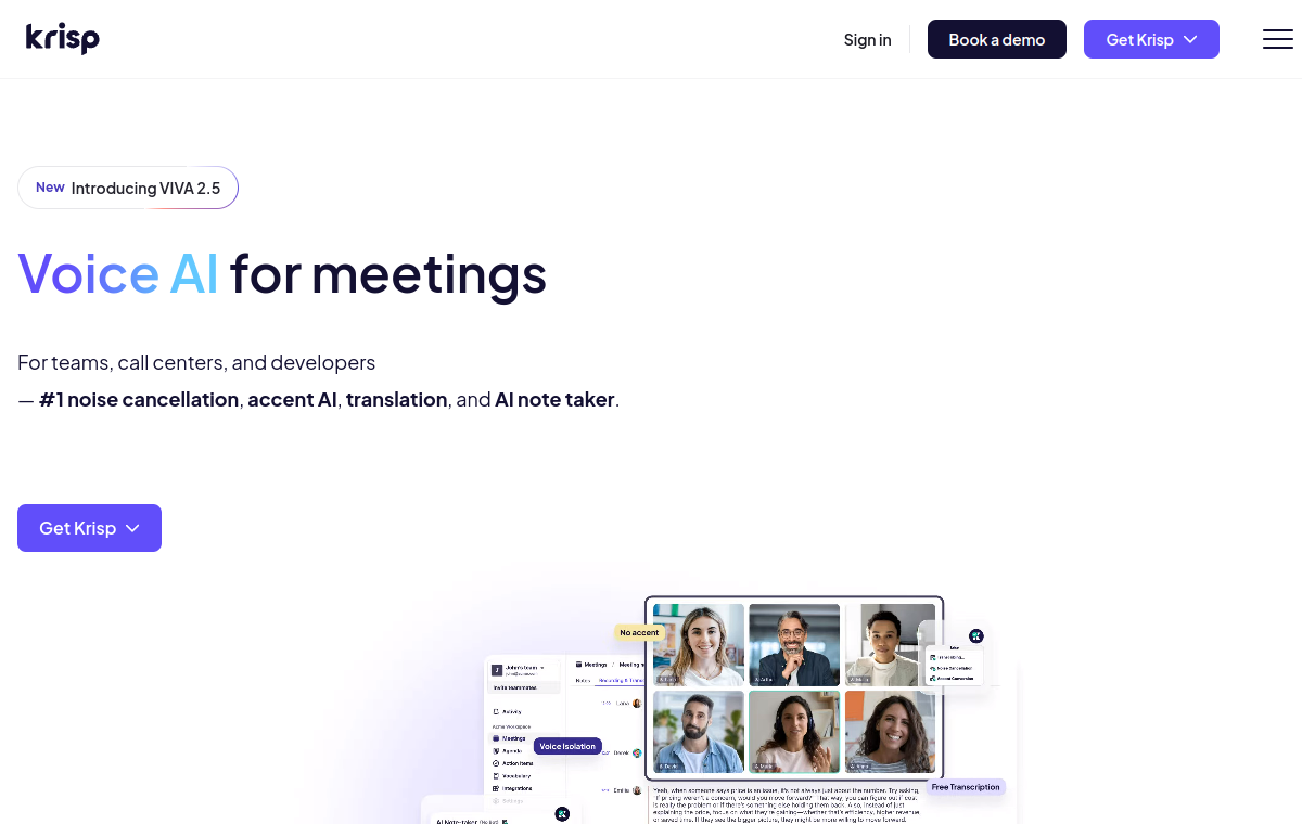 Krisp official website screenshot