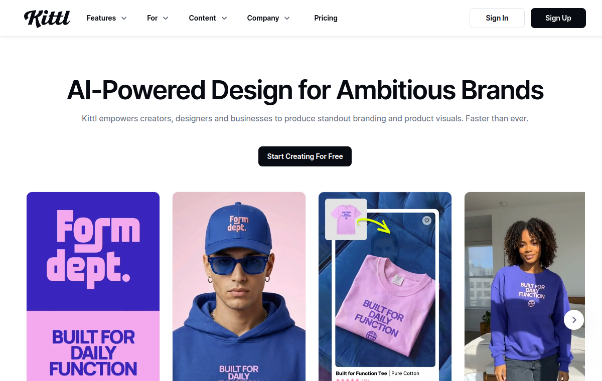 Kittl official website screenshot