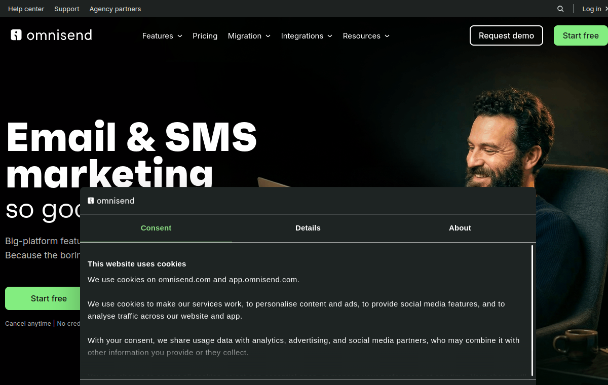 Omnisend official website screenshot