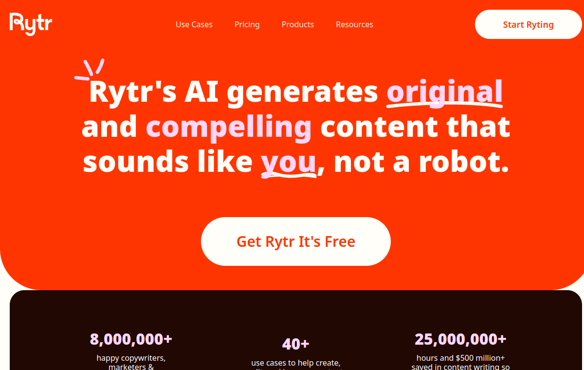 Rytr official website screenshot
