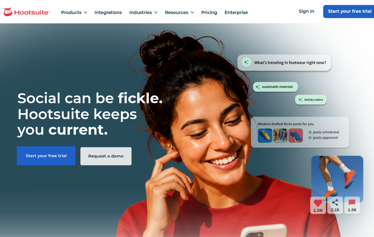 Hootsuite official website screenshot