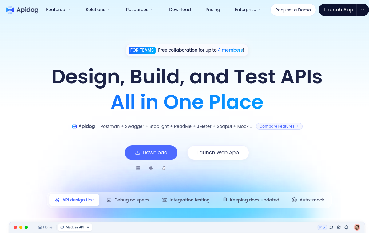 Apidog official website screenshot