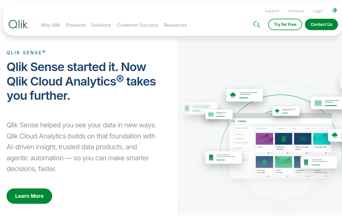 Qlik Sense official website screenshot