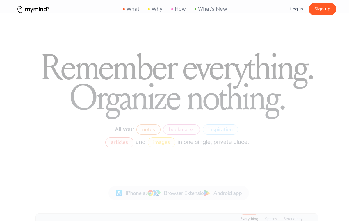 mymind official website screenshot