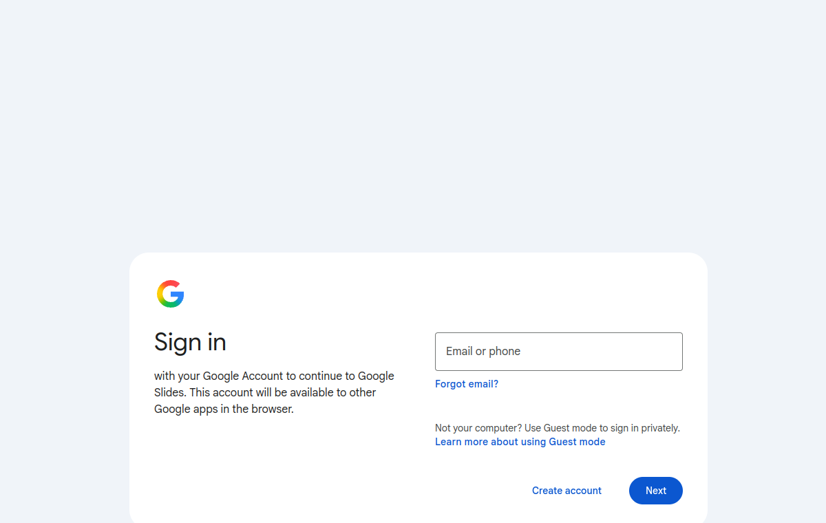 Google Slides official website screenshot