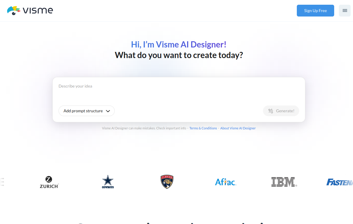 Visme official website screenshot