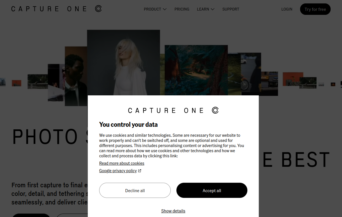 Capture One official website screenshot
