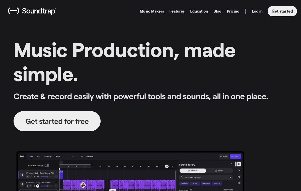 Soundtrap official website screenshot