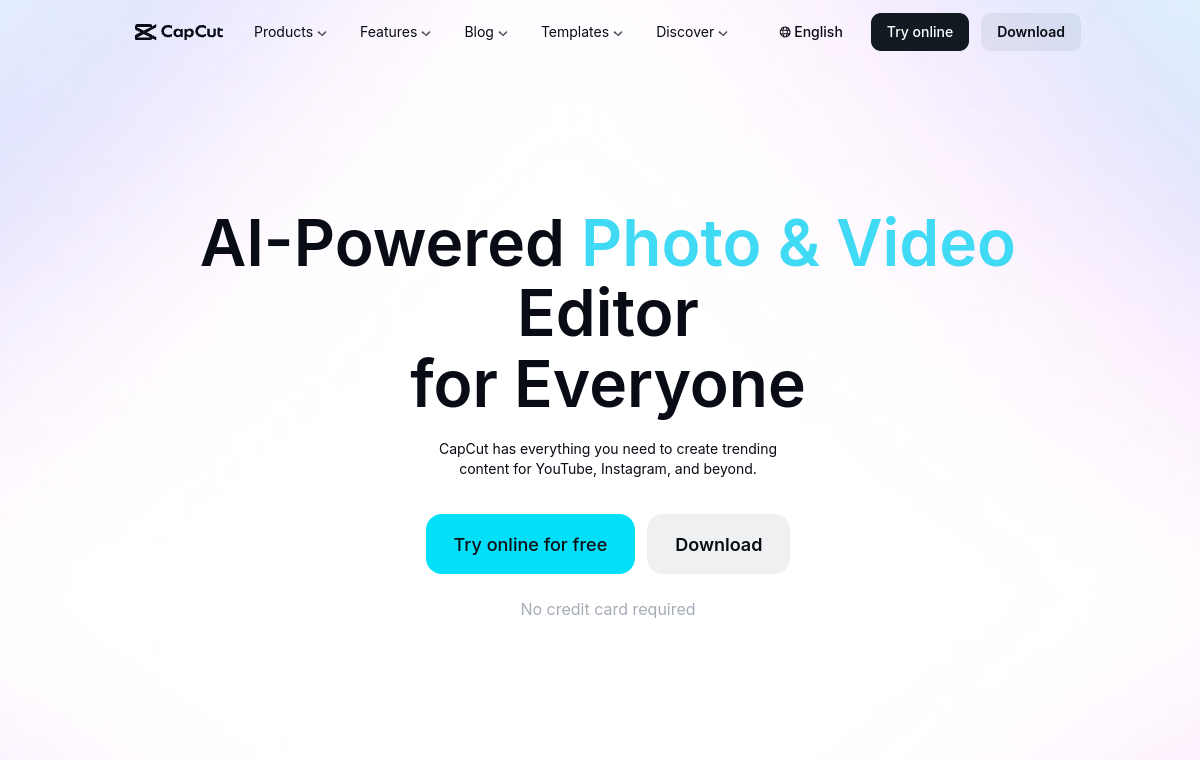 CapCut official website screenshot