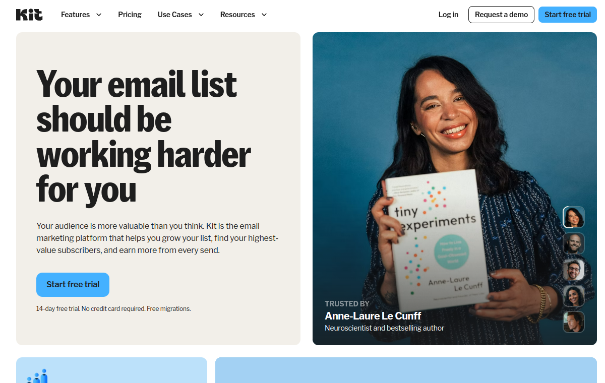 Kit (ConvertKit) official website screenshot