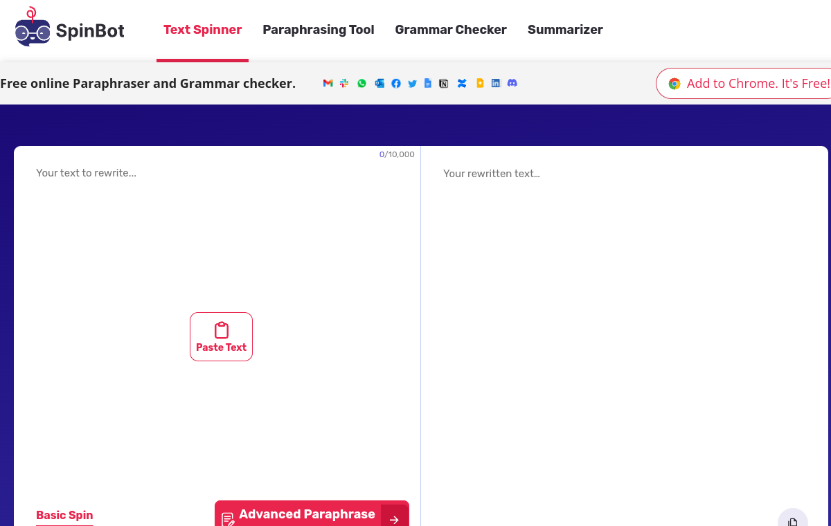 Spinbot official website screenshot