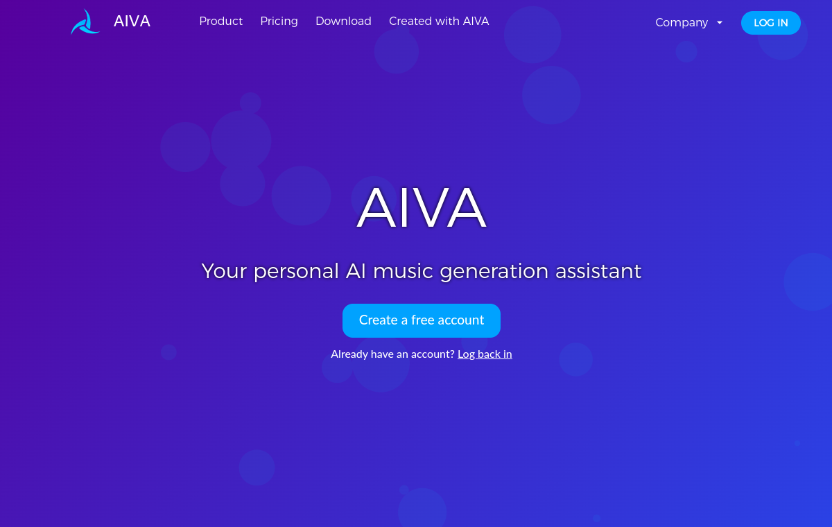 AIVA official website screenshot