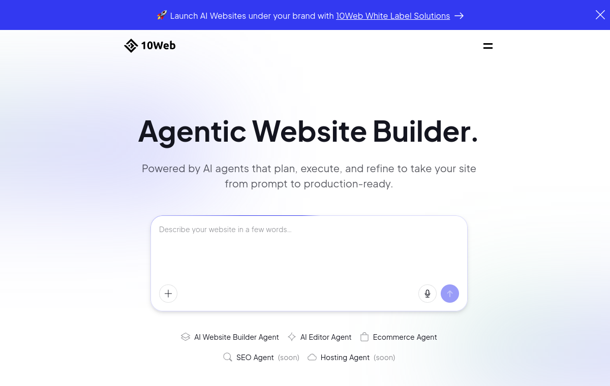 10Web official website screenshot