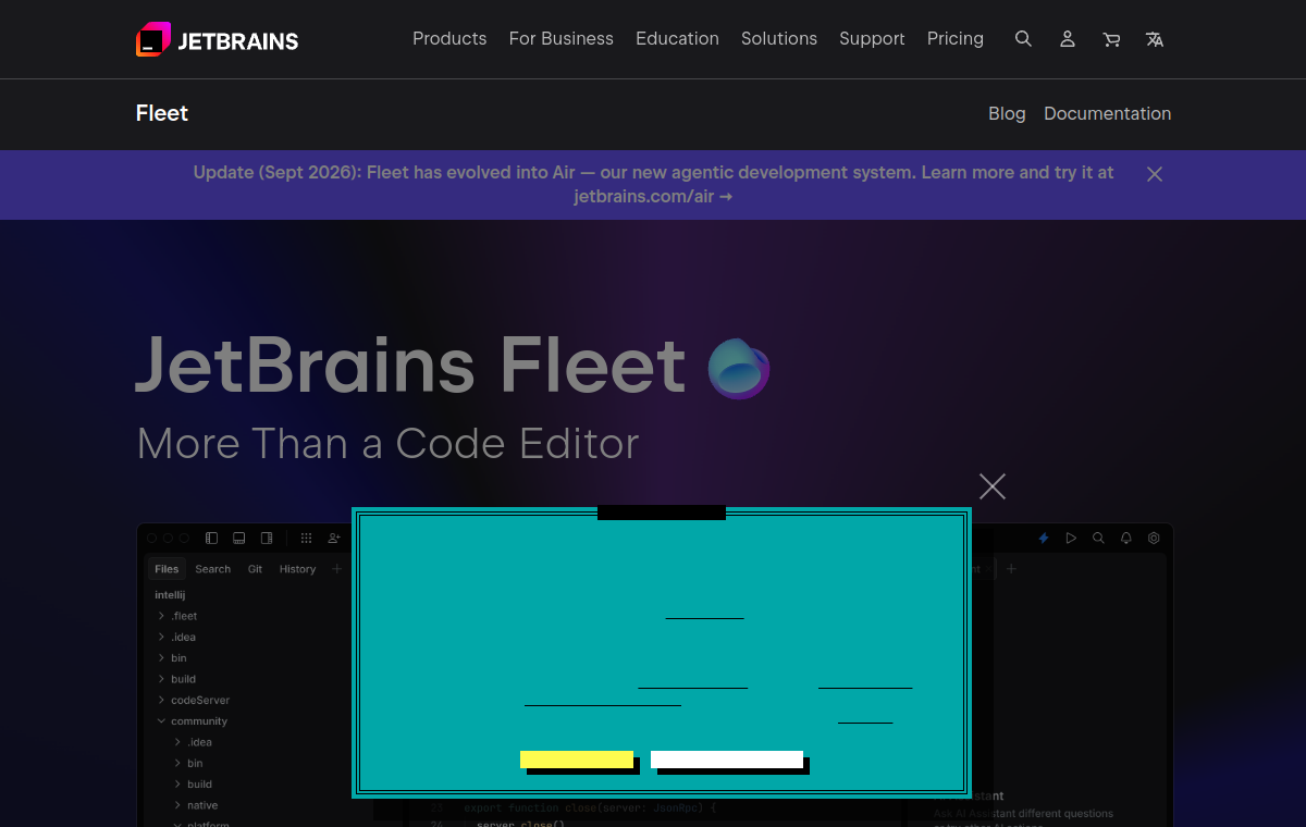 JetBrains Fleet official website screenshot