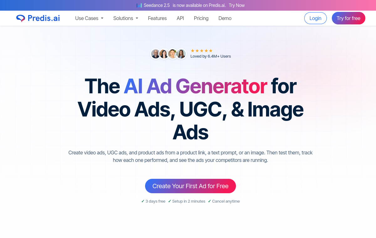 Predis.ai official website screenshot