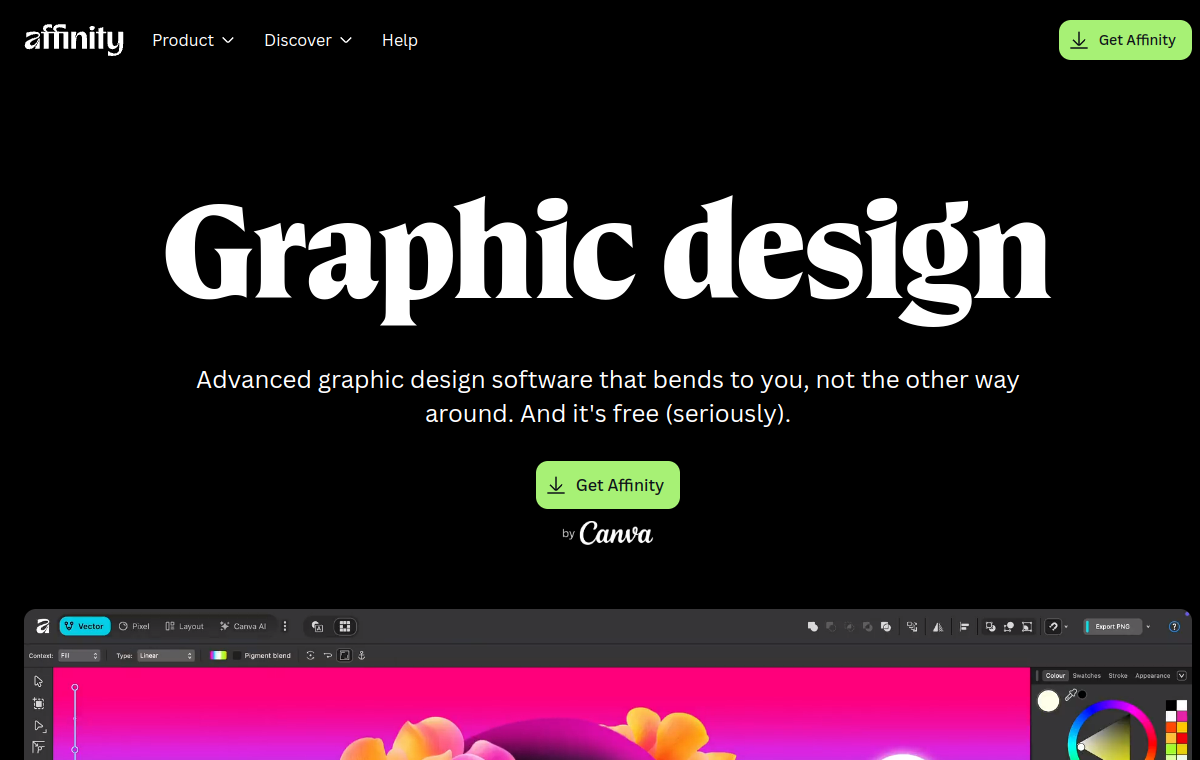 Affinity Designer official website screenshot