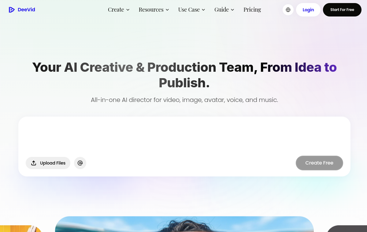 Deevid AI official website screenshot
