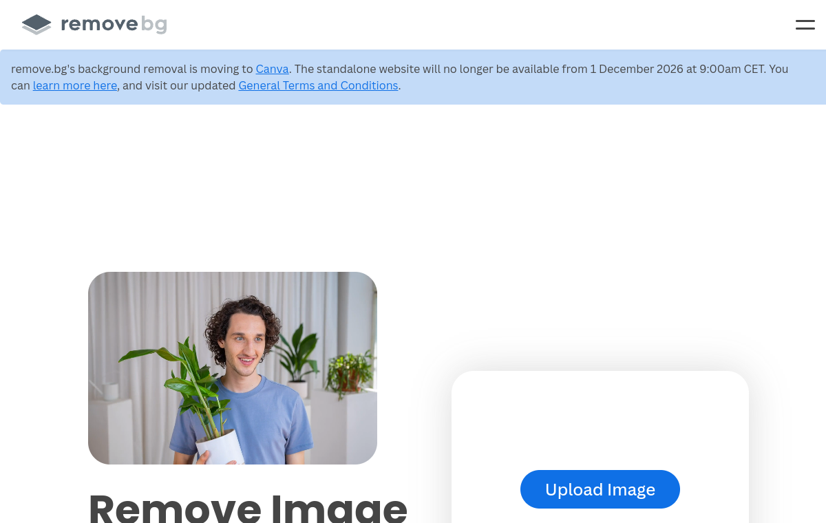 remove.bg official website screenshot