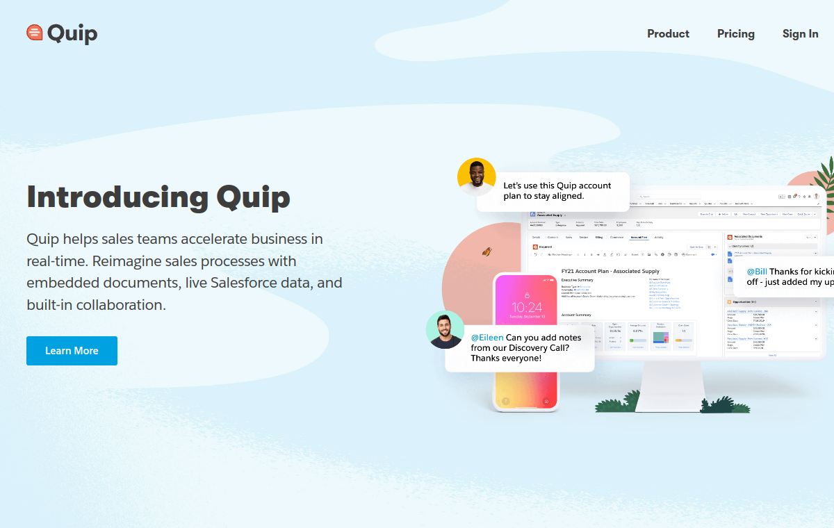 Quip official website screenshot