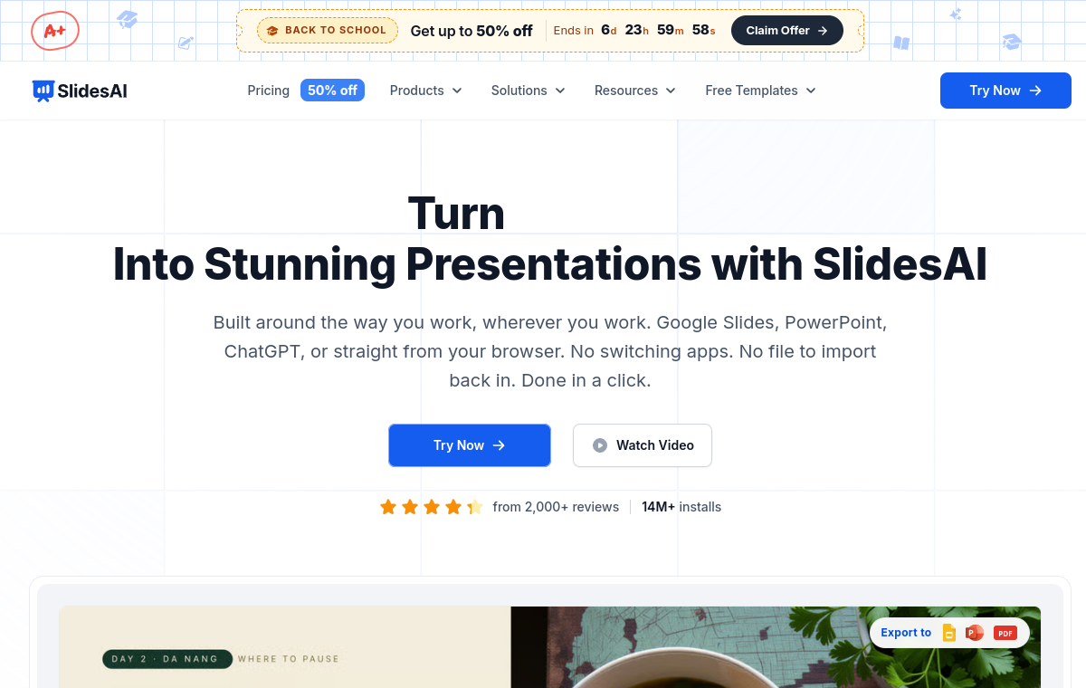 SlidesAI official website screenshot